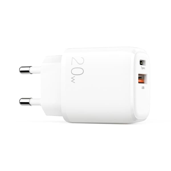 SiGN Dual Snabbladdare PD & Q.C, 3.5A 20W med USB-C & Lightning Kabel, 1m