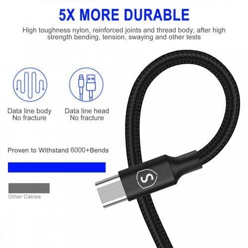 SiGN Cafule USB-C till USB-C, QC 3.0, USB-C PD, 3A 1 m - Grå/Svart Svart