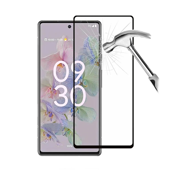 Skärmskydd Google Pixel 6A - 3D Härdat Glas - Svart (miljö)
