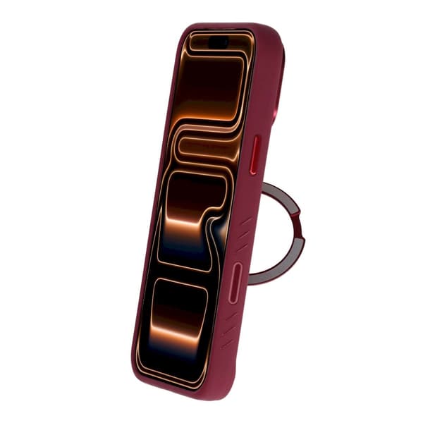 360° Rotatable Kickstand Rhinestone Magnetic Phone Case For iPhone 17 Pro Max/18 Pro Max Wine Red