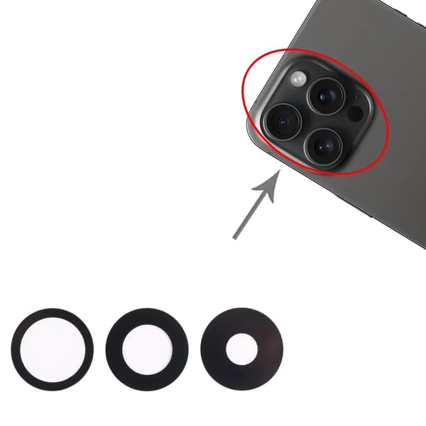 iPhone 15 Pro Bak Kameralins Med Tejp - 3-pack - Original Svart