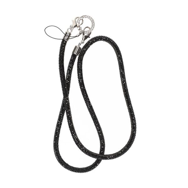 Mobilband Halsband 80cm - Svart glitter