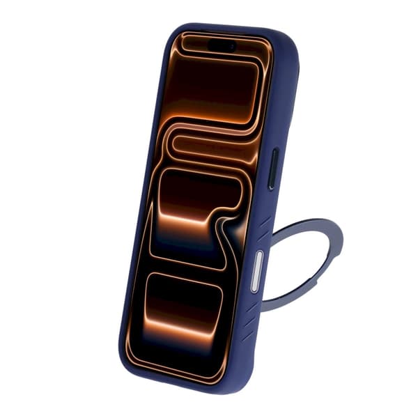 360° Rotatable Kickstand Rhinestone Magnetic Phone Case For iPhone 17 Pro/18 Pro Blue