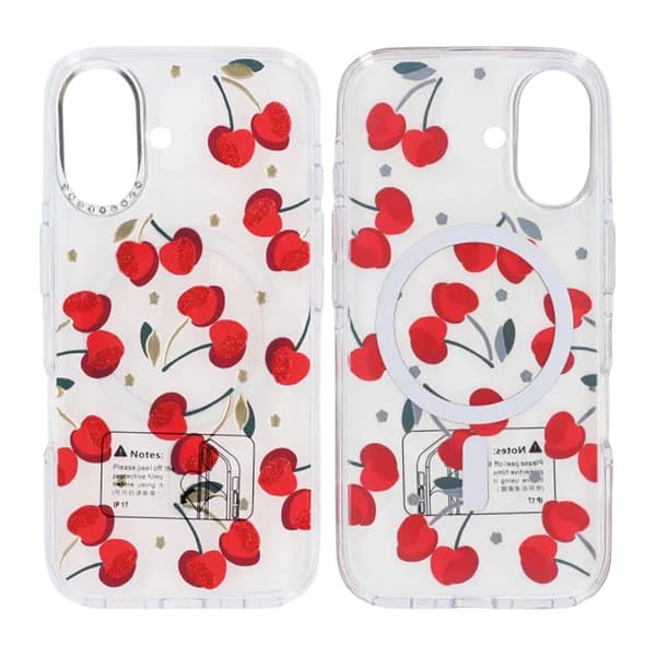 Mobile case Magsafe for iPhone 16 - Transparent with cherry