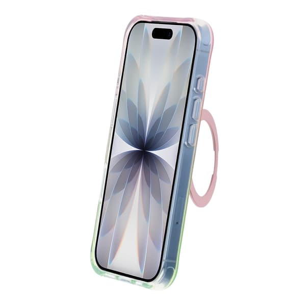 Marmorerat skal för iPhone 17 med roterande stativ och Magsafe - Rosa