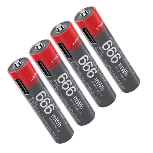 YESIDO YP98 AAA Rechargeable Batteries 4-pack – USB-C, 666mWh