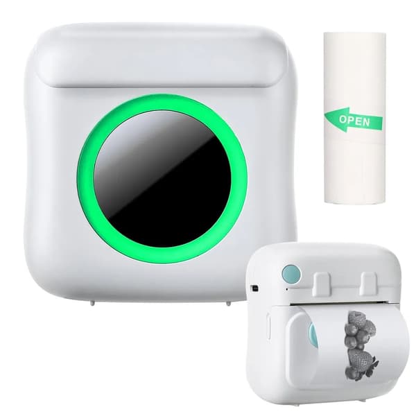 SiGN Miniskrivare Bluetooth 200 dpi Label Printer med en rulle - Vit Svart