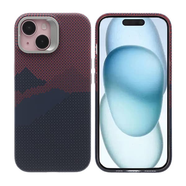 iPhone 15 Case with Magsafe and Foldable Stand - Mountain Red