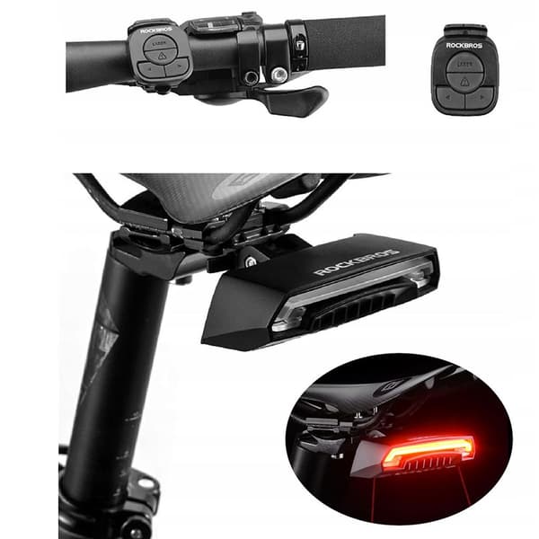 Rockbros bicycle taillight with laser with remote control, rechargeable 2000mAh