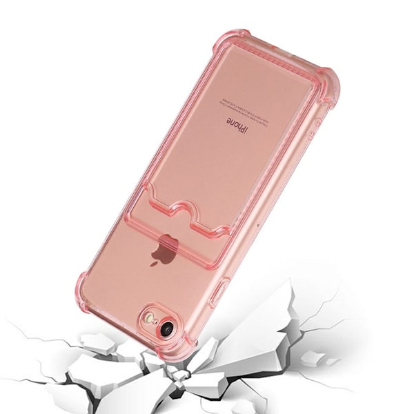 iPhone 7/8/SE (2020/2022) Stöttåligt Skal med Korthållare - Rosa