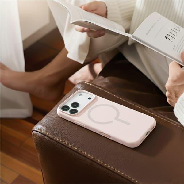 Silicone Mobile Case with Camera Metal Frame for iPhone 17 Pro Max - Pink
