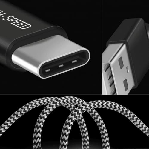 SiGN Skin USB-C-kabel 2.1A 1,5 m - Svart/Vit