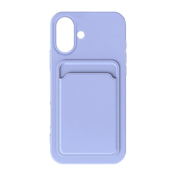 iPhone 16 Plus Silicone Mobile Case with Card Holder - Purple
