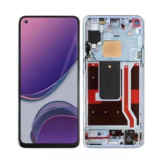 Original OnePlus 8T Skärm/Display - Silver Svart