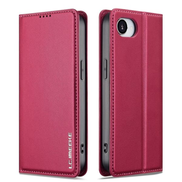 LC.IMEEKE iPhone 17e/16e Wallet Cover Stand PU Leather - Red