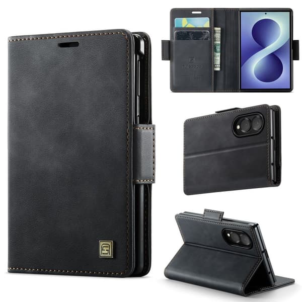 AUTSPACE Samsung Galaxy Z Fold8 Wallet Cover PU-leather RFID Blocking  - Black