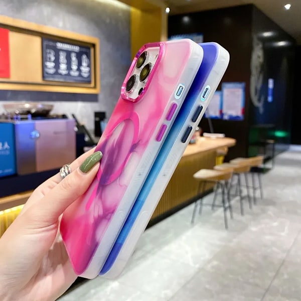 iPhone 14 Pro Max MagSafe Mobilskal - Rosa Abstrakt