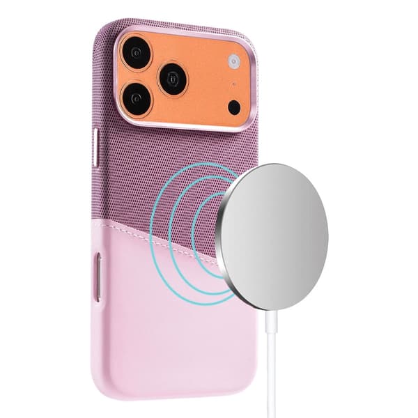 Magnetiskt Mobilskal med Läder Korthållare till iPhone 17 Pro och 18 Pro - Rosa