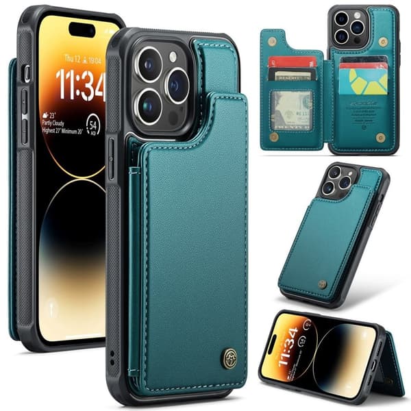 CASEME C22 iPhone 14 Pro Max Wallet Case RFID Blocking - Green