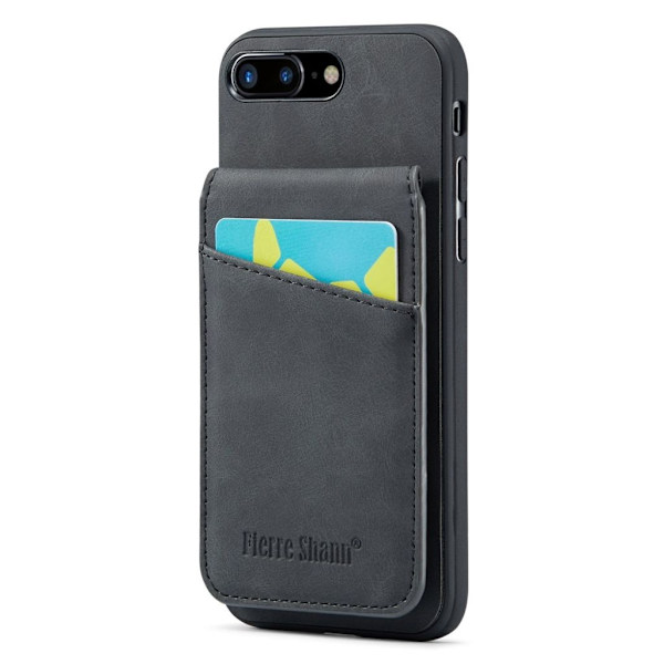 FIERRE SHANN iPhone 7 Plus / 8 Plus Case with Card slots - Black