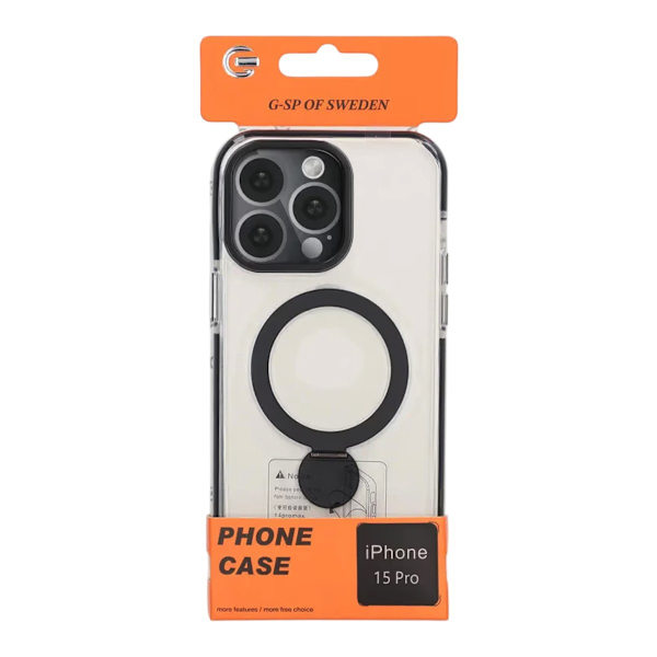 Pindun 360°Rotating Stand Magnetic Case For iPhone 15 Pro Black