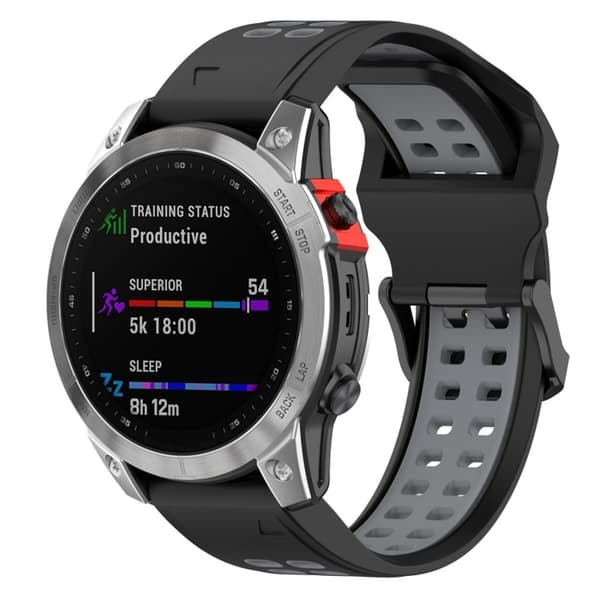 Garmin  Fenix 7S/6S/6S Pro/5S/5S Plus Silicone Watch Band - Black / Gray