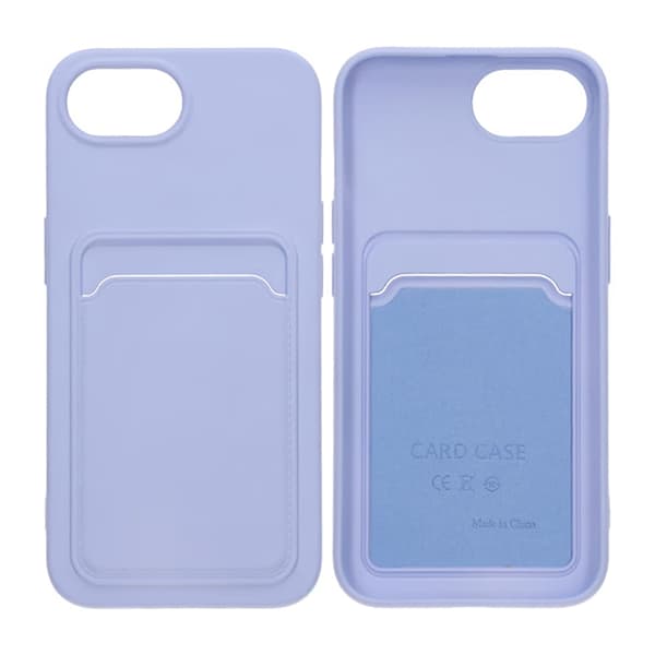 iPhone 16e Silicone Mobile Case with Card Holder - Purple
