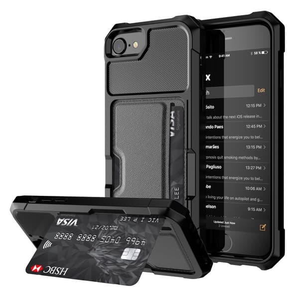 Case with Card Holder for iPhone 6/6s/7/8/SE 2020 - Black