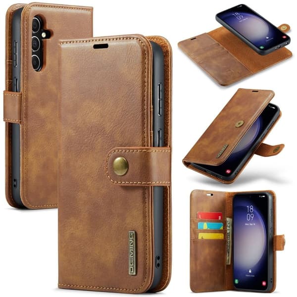 DG.MING Samsung Galaxy S24 FE Cover with Detachable Wallet - Brown
