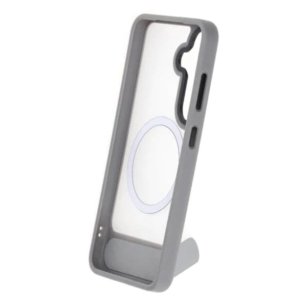 Black Feather Inclined Bracket Magnetic Case - Samsung Galaxy S25 Gray