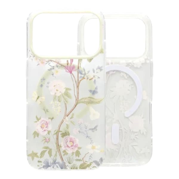 Matt MagSafe-skal med blommor för iPhone 17 Pro - Beige