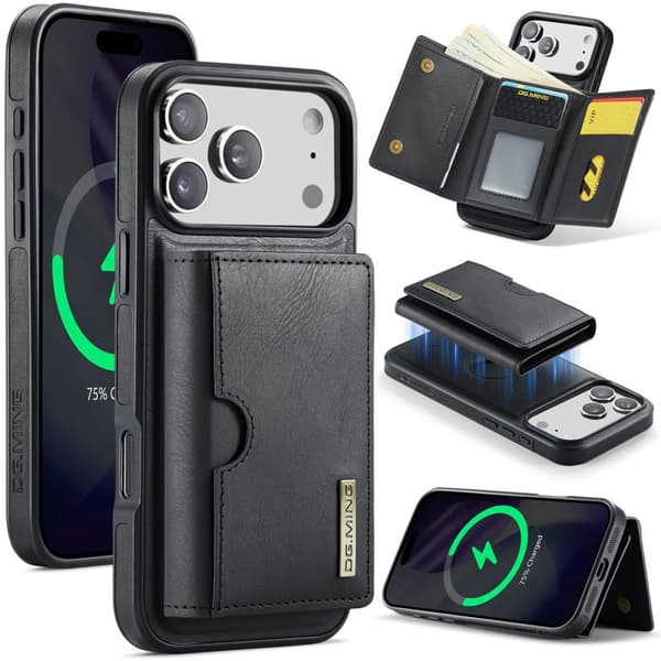 DG.MING iPhone 18 Pro Max/17 Pro Max Case with Magnetic Wallet - Black