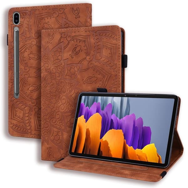 Samsung Galaxy Tab S9 FE / S10 FE etc. Cover with floral pattern - Brown