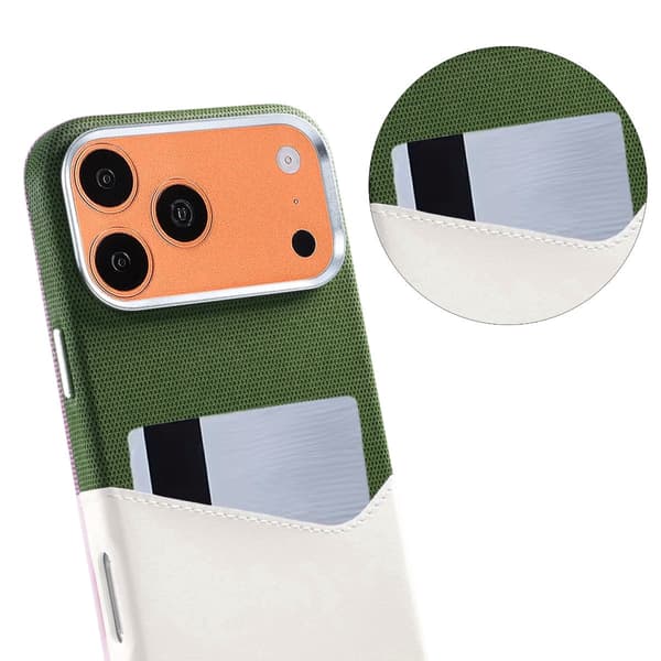 Magnetiskt Mobilskal med Läder Korthållare till iPhone 17 Pro Max och 18 Pro Max - Vit