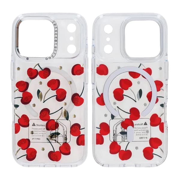 Case Magsafe for iPhone 17 Pro Max - Transparent with cherry