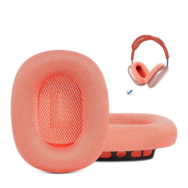 AirPods Max pink mesh silicone earphone covers, one pair