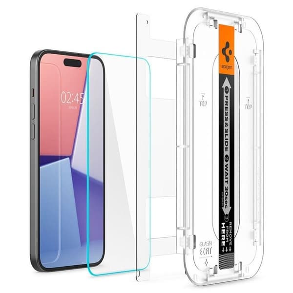 Spigen iPhone 15 Glas.Tr "Ez Fit" Screen Protector Tempered Glass - Clear