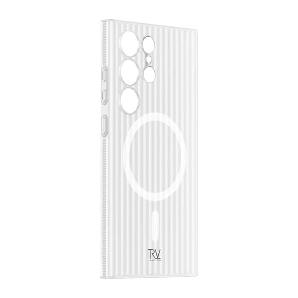 Samsung Galaxy S23 Ultra Mobile Case Corrugated with Magnet Rvelon - White