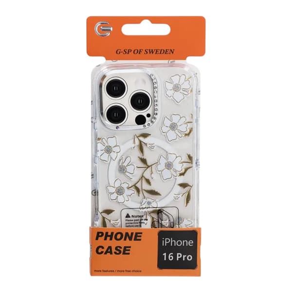 Case Magsafe for iPhone 16 Pro - Transparent flowers and twigs