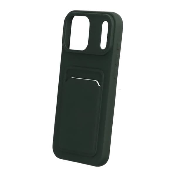 Mobilskal Silikon med Korthållare för iPhone 17 Pro Max - Militärgrön