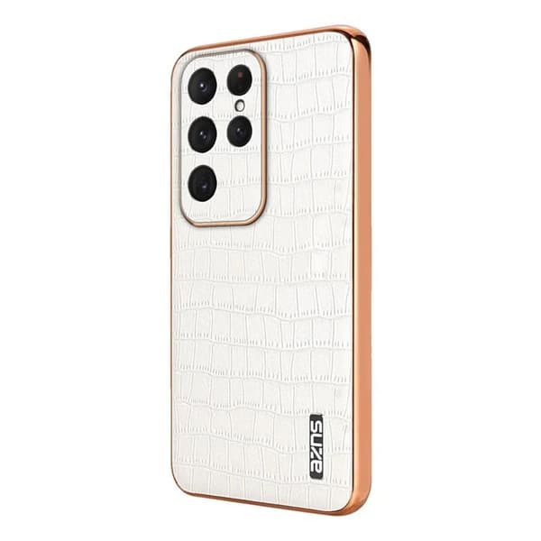 AZNS Samsung Galaxy S25 Ultra Case with crocodile pattern - White