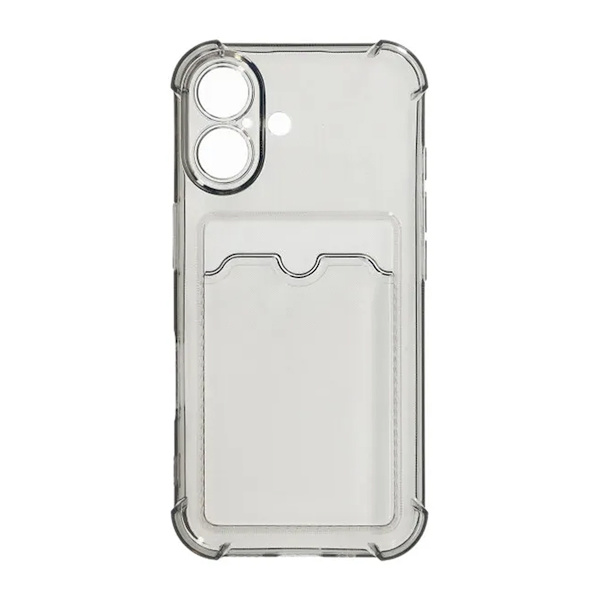 iPhone 16 Mobile Case Shockproof with Card Holder - Black