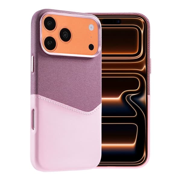 Magnetiskt Mobilskal med Läder Korthållare till iPhone 17 Pro och 18 Pro - Rosa