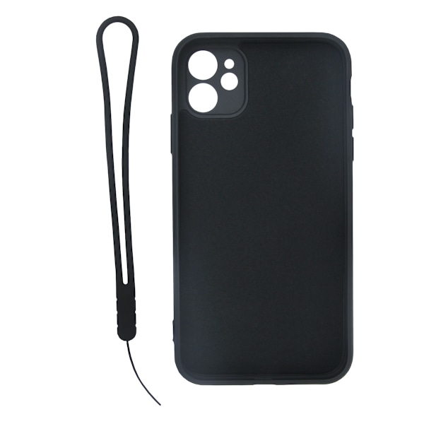 iPhone 11 Silikonskal med Ringhållare och Handrem - Svart