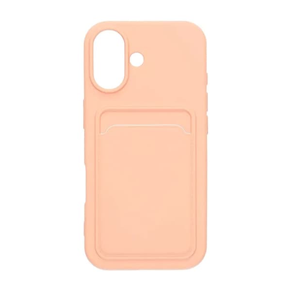 Silicone Mobile Case with Card Holder for iPhone 17 - Pink