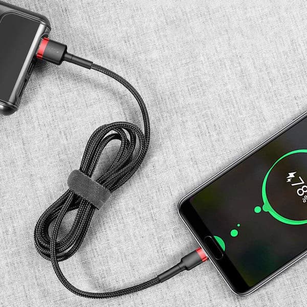 SiGN Cafule USB-A till USB-C Kabel Q.C 3.0, 18W, 2A, 3m - Grå/Svart Svart
