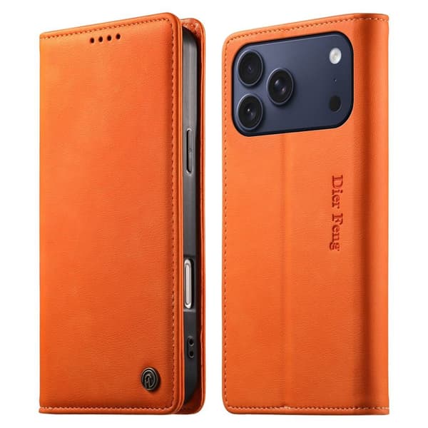 DIERFENG iPhone 18 Pro Max/17 Pro Max Wallet Cover RFID Blocking - Orange