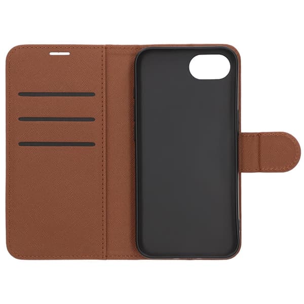 Flip Stand Leather Wallet Case For iPhone 16e- Brown