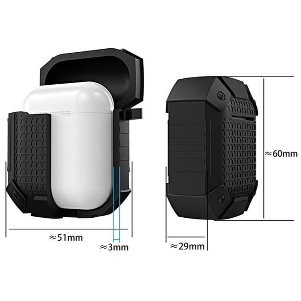 Armor Shockproof Silikonfodral för Apple AirPods Laddetui - Svart Svart