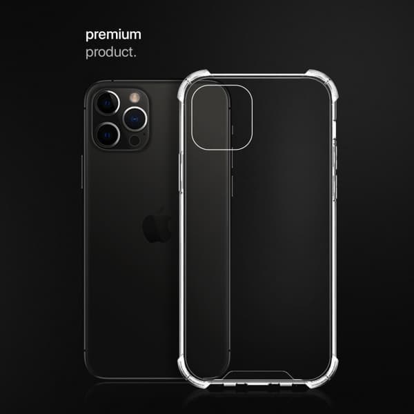 Shockproof Skal för iPhone 12 Pro Max hög kvalité - Transparent Svart